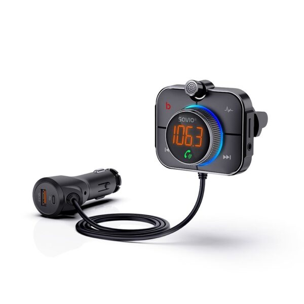 TRANSMISOR FM BLUETOOTH 5.0 COCHE SAVIO TR-14 - Imagen 4