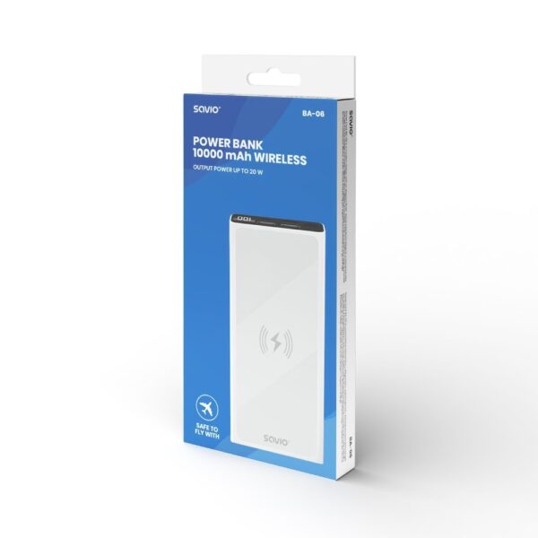 POWERBANK 10000 INDUCCION MAH SAVIO BA-06 BLANCO - Imagen 3