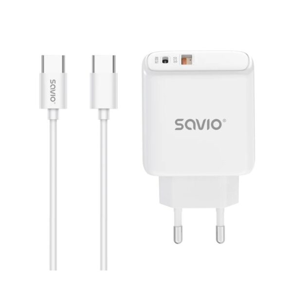 CARGADOR SAVIO LA-10 30W WHITE CON CABLE