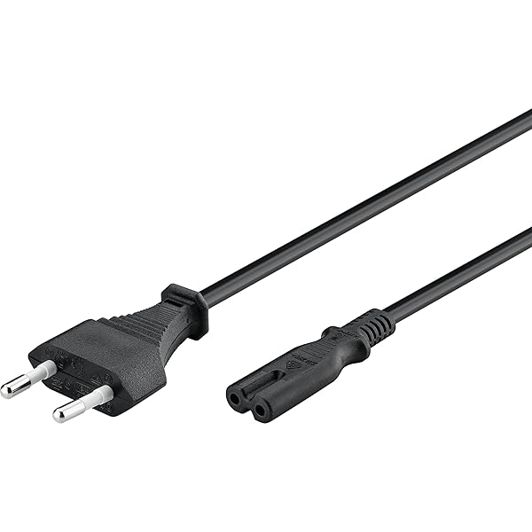 Goobay 51322 Euro cable de alimentación 2 polos Euro enchufe tipo C & C7 enchufe universal cable de alimentación Euro cable de conexión cable alargador negro 1,8m