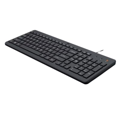 HP – Teclado USB 150 | Cableado | QWERTY Español | Teclas Chiclet Silenciosas | 12 Atajos Fn | Indicadores LED | Plug & Play