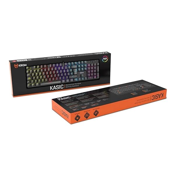 Krom – Teclado Mecánico Kasic RGB | Switches Red de 50 M Puls. | Anti‑ghosting 25 Teclas | Game Mode | Multimedia | USB 1,5 m | Diseño Robusto y español