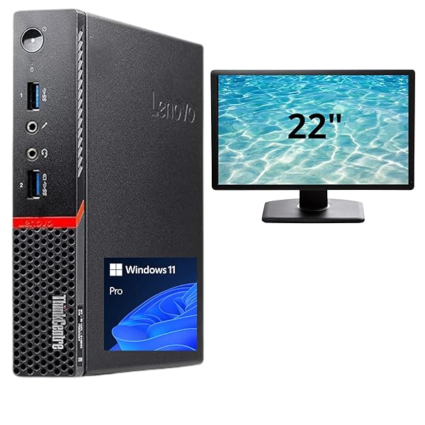 Lenovo - PC M700 | Intel Core i5 6ª Gen | 16GB RAM | 480GB SSD | Monitor 24" | Windows 11 Pro | Rápido y silencios| Listo para Usar (Reacondicionado) (24, Pulgadas, Negra, 480, GB, 16, GB)
