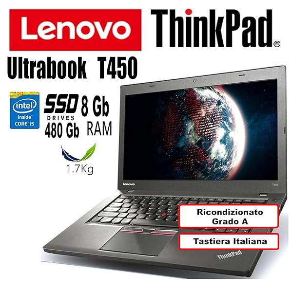Lenovo ThinkPad T450 i5 5000U Ram DDR3 8GB SSD 480GB Display 14pulgadas Windows 10Pro No Dvd Grado A Reac B07RGQ5GV8 2