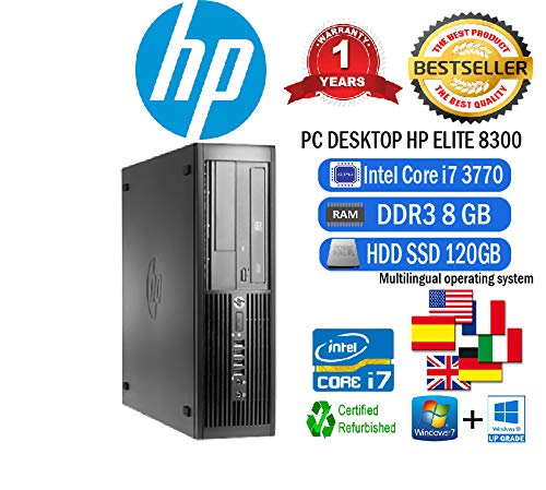PC HP Elite 8300 SFF Intel CORE i7 3770 340 Ghz8 GBSSD 120 GBDVDWIN 10 PRO certificado y reacondicionado B07JNBKHSS